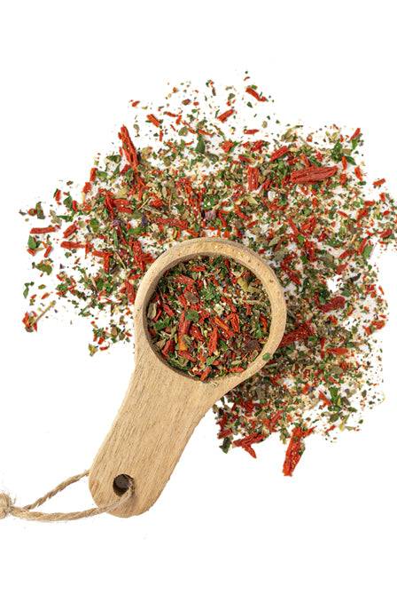 Bruschetta Gewürzmischung auf einem Löffel