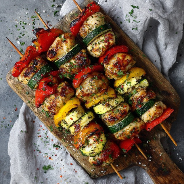 Bunte Grillspieße