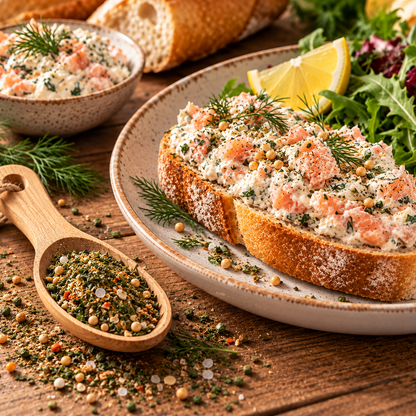 KI-generiert | Frischkäse mit Lachs aus einem Brot