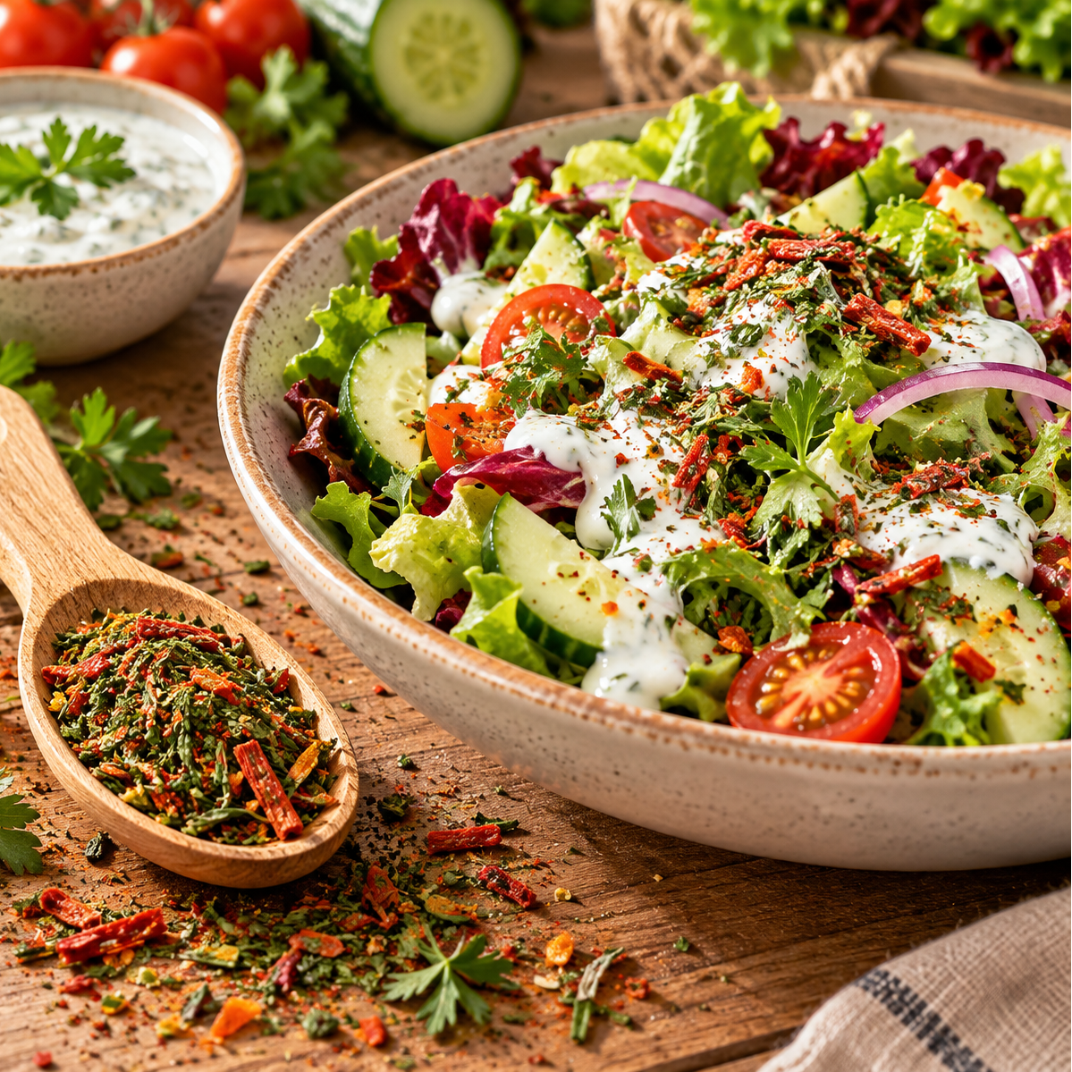 KI-generiert | Salat mit Dressing